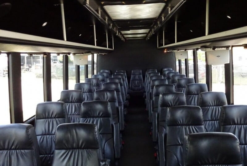 50 passenger white coach bus interior